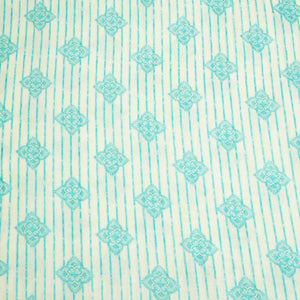 White & Stripes Print Cotton Mulmul Fabric GT-25451