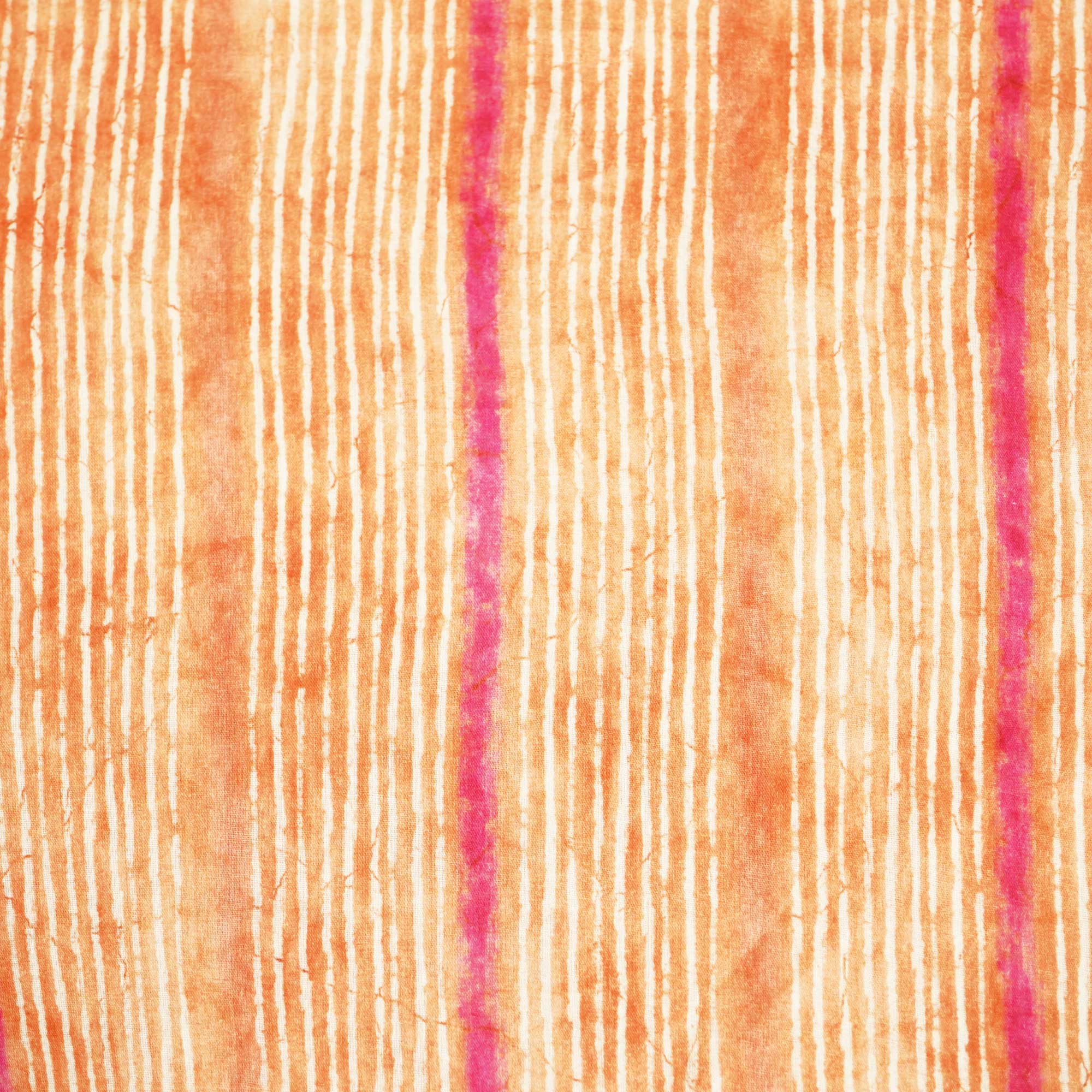 Orange & Multicolor Stripes Print Cotton Mulmul Fabric GT-25463