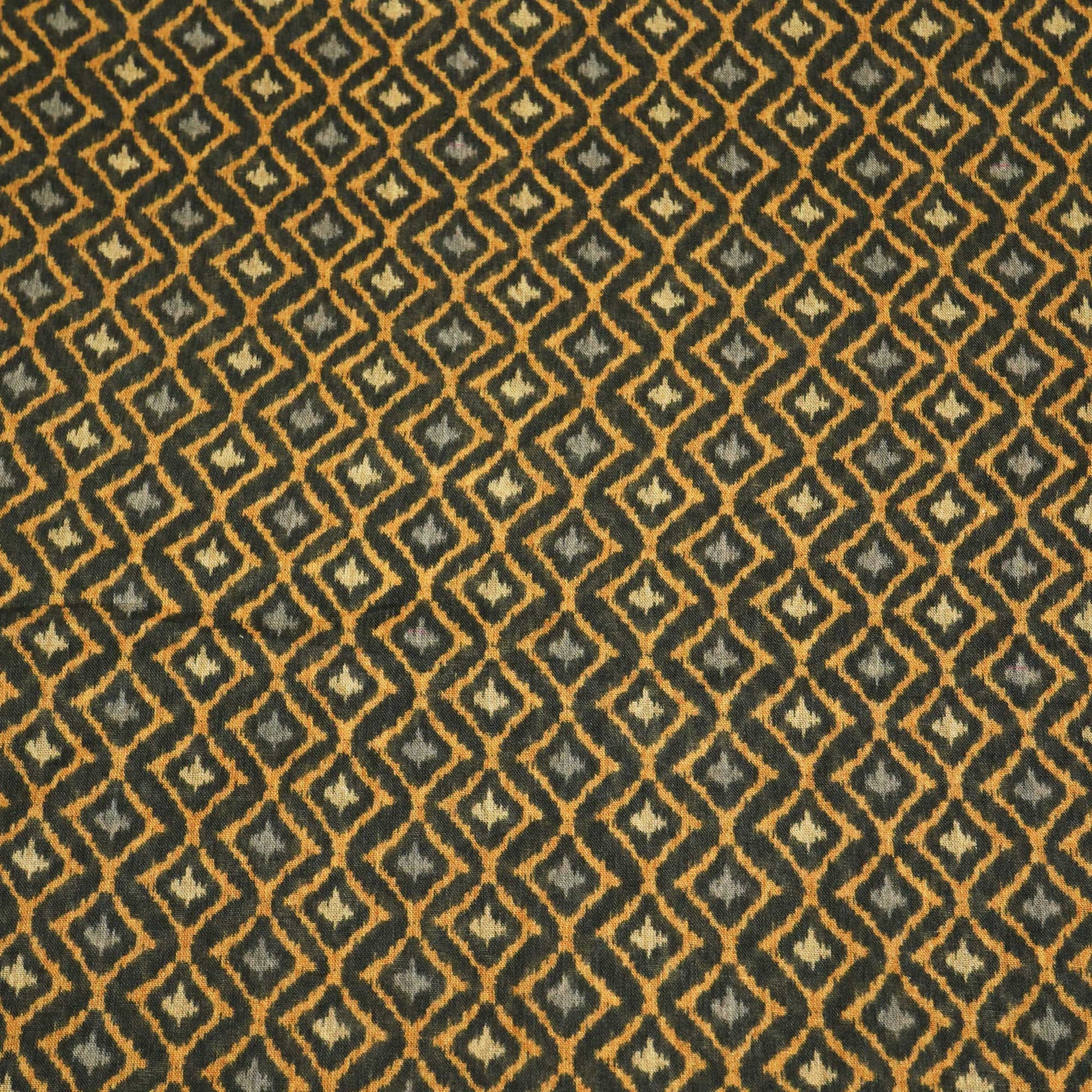 Brown and Grey Geometrical Print Cotton Mulmul Fabric GT-25465