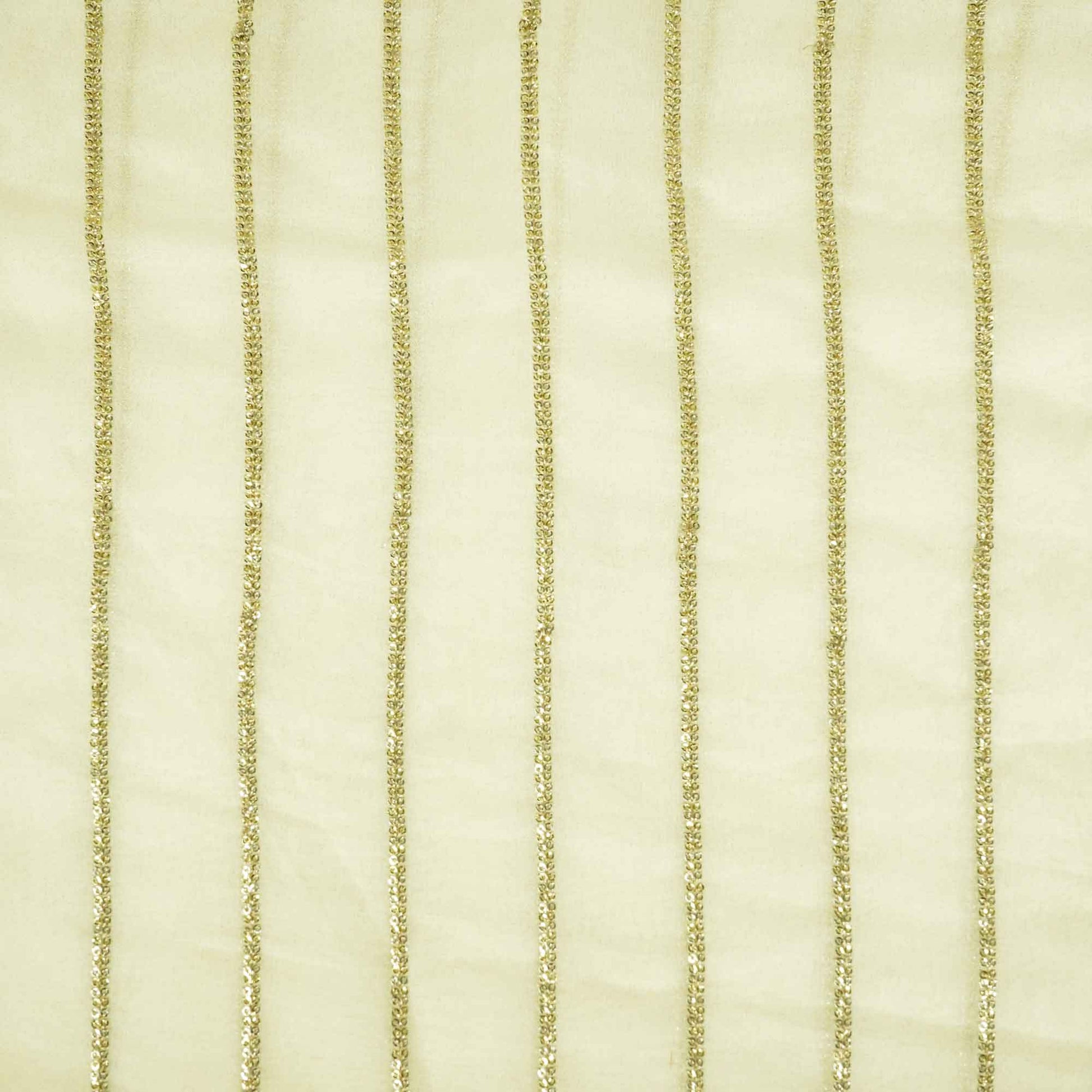 White & Golden Sequins Georgette Fabric WI-25475