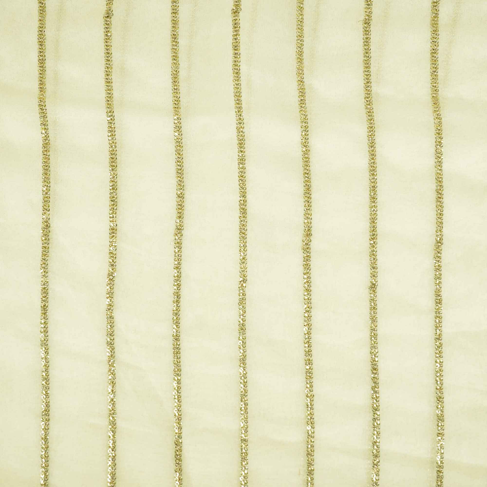 White & Golden Sequins Georgette Fabric WI-25475