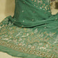 Green Floral Cutdana & Sequins Embroidery Organza Fabric GT-25488