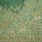 Green Floral Cutdana & Sequins Embroidery Organza Fabric GT-25488