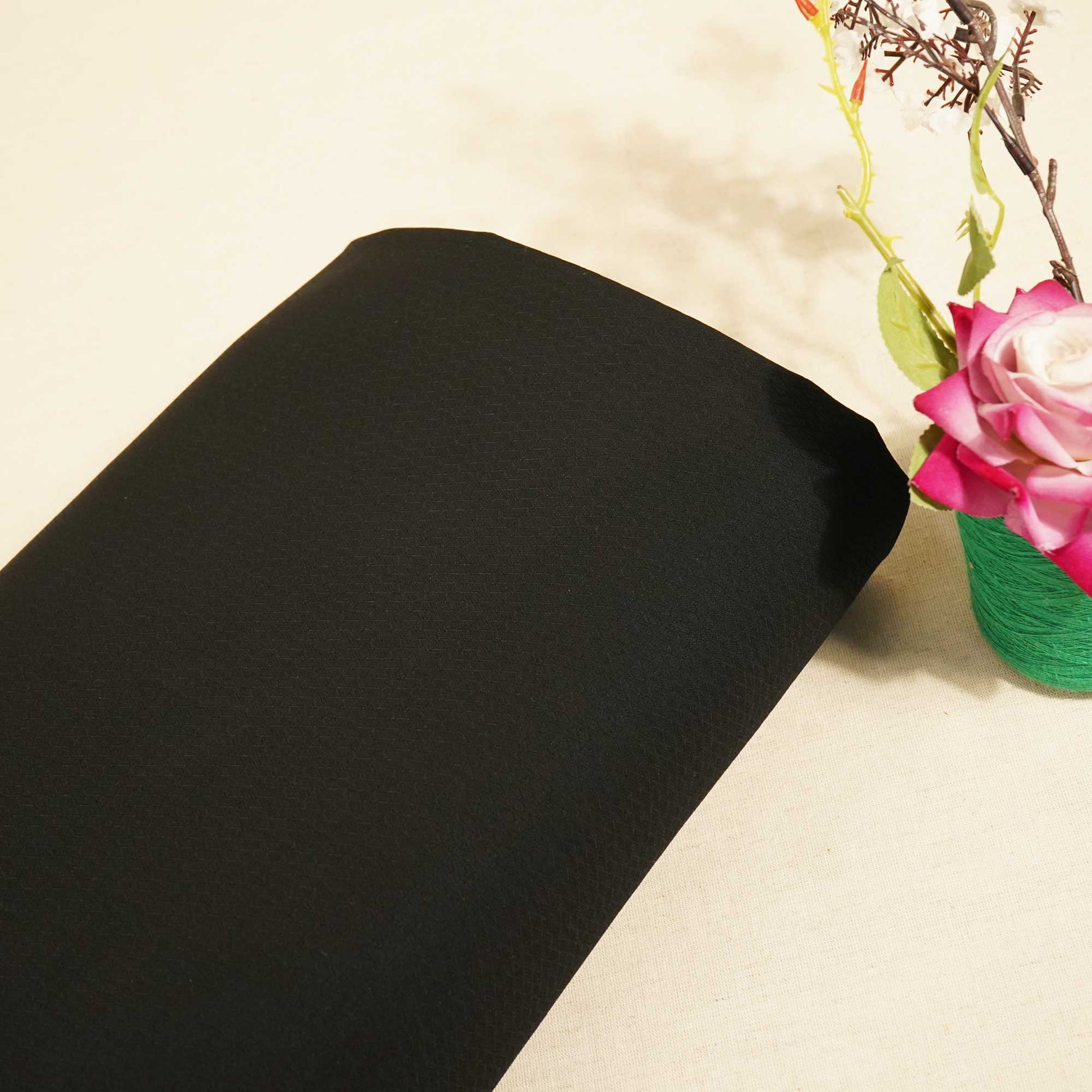 Black Geometrical Solid Print Suiting Fabric SE-25494