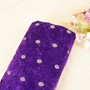 Royal Blue Floral Cutdana Crushed Velvet Fabric SC-28255 - TradeUNO
