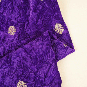 Royal Blue Floral Cutdana Crushed Velvet Fabric SC-28255 - TradeUNO