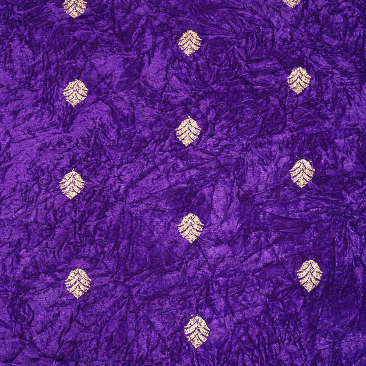 Royal Blue Floral Cutdana Crushed Velvet Fabric SC-28255 - TradeUNO