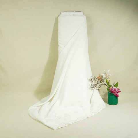 White Dyeable Schiffli on Border Cotton Fabric AF-25504