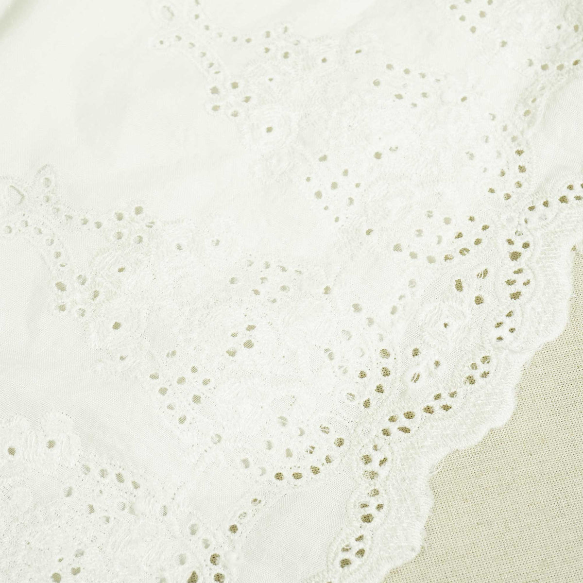 White Dyeable Schiffli on Border Cotton Fabric AF-25504