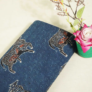 Indigo Pichwai Ajrakh Print Cotton Schiffli Fabric CG-25525