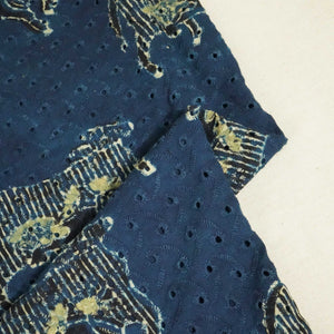 Indigo Pichwai Ajrakh Print Cotton Schiffli Fabric CG-25526