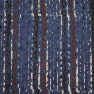 Indigo Stripes Print Cotton Schiffli Fabric CG-25543