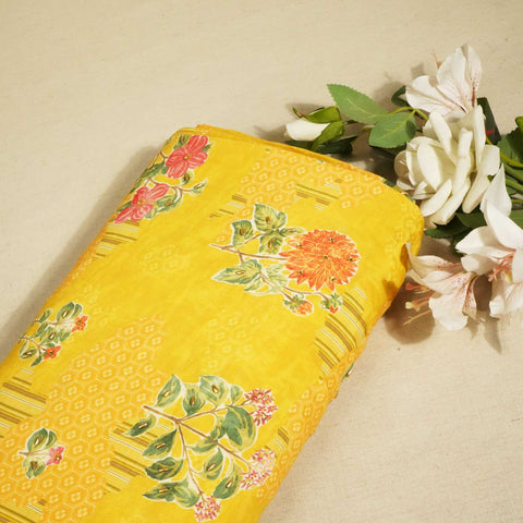 Mustard Yellow Ricebeads Embroidery Cotton Linen Fabric GT-25547