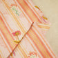 Peach and Multicolor Stripes Cutdana Embroidery Cotton Linen Fabric GT-25548