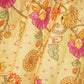 Light Orange Floral Mirror & Cutdana Embroidery Cotton Linen Fabric GT-25549