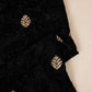 Black Floral Cutdana Crushed Velvet Fabric SC-28256 - TradeUNO