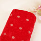 Red Floral Cutdana Crushed Velvet Fabric SC-28257