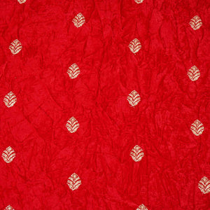 Red Floral Cutdana Crushed Velvet Fabric SC-28257 - TradeUNO