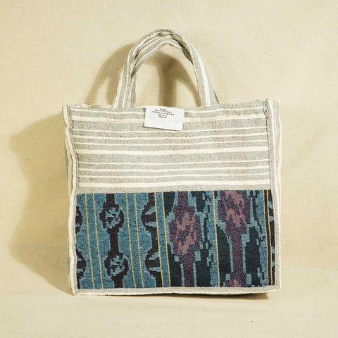 Grey & Multicolor Ikkat Print Cotton Jacquard Bag AK-25853