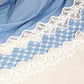 Blue Schiffli On Border Cotton Denim Fabric AF-25856