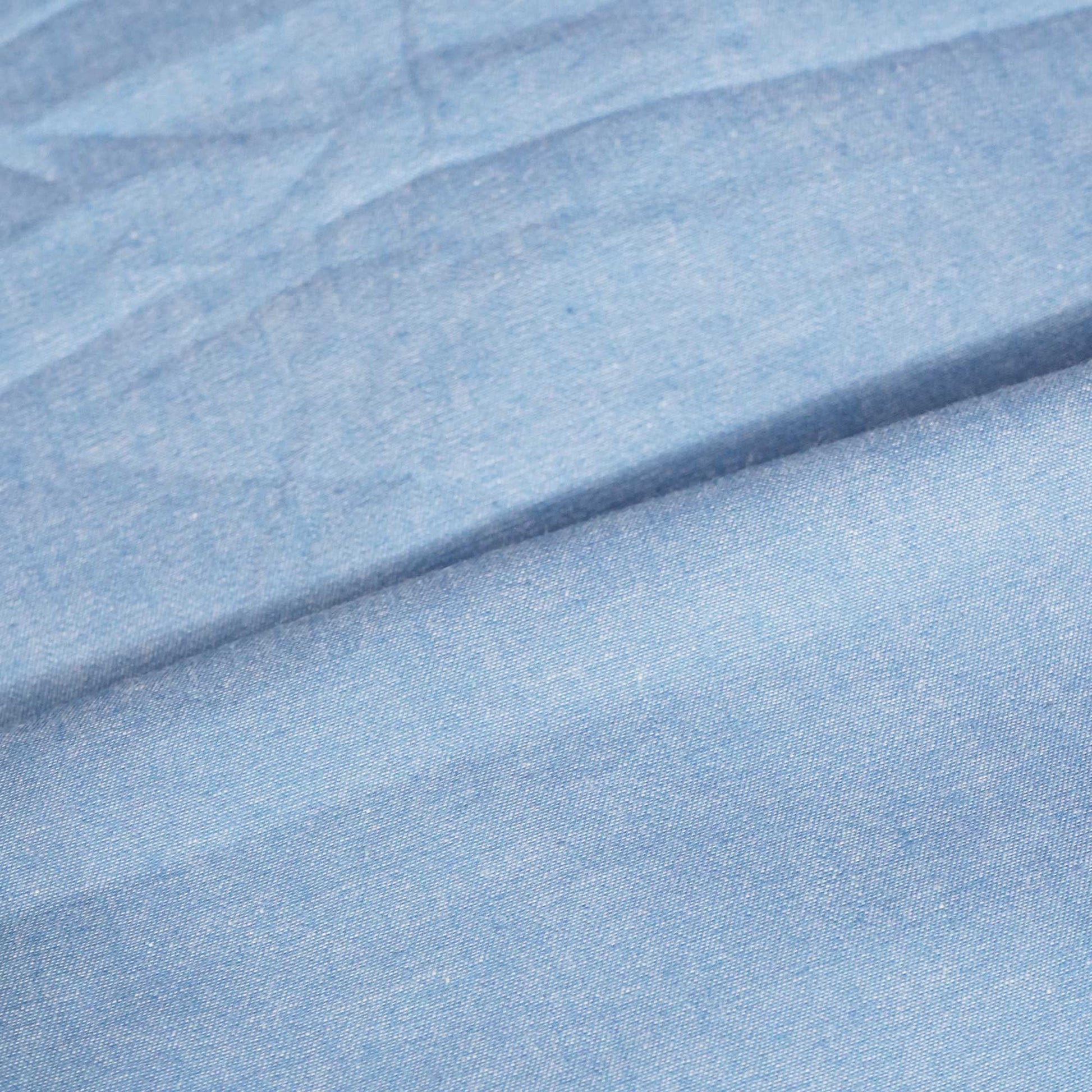Blue Schiffli On Border Cotton Denim Fabric AF-25856