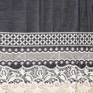 Indigo Schiffli On Border Cotton Denim Fabric AF-25857