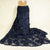 Indigo Floral Crochet Cotton Denim Fabric AF-25861