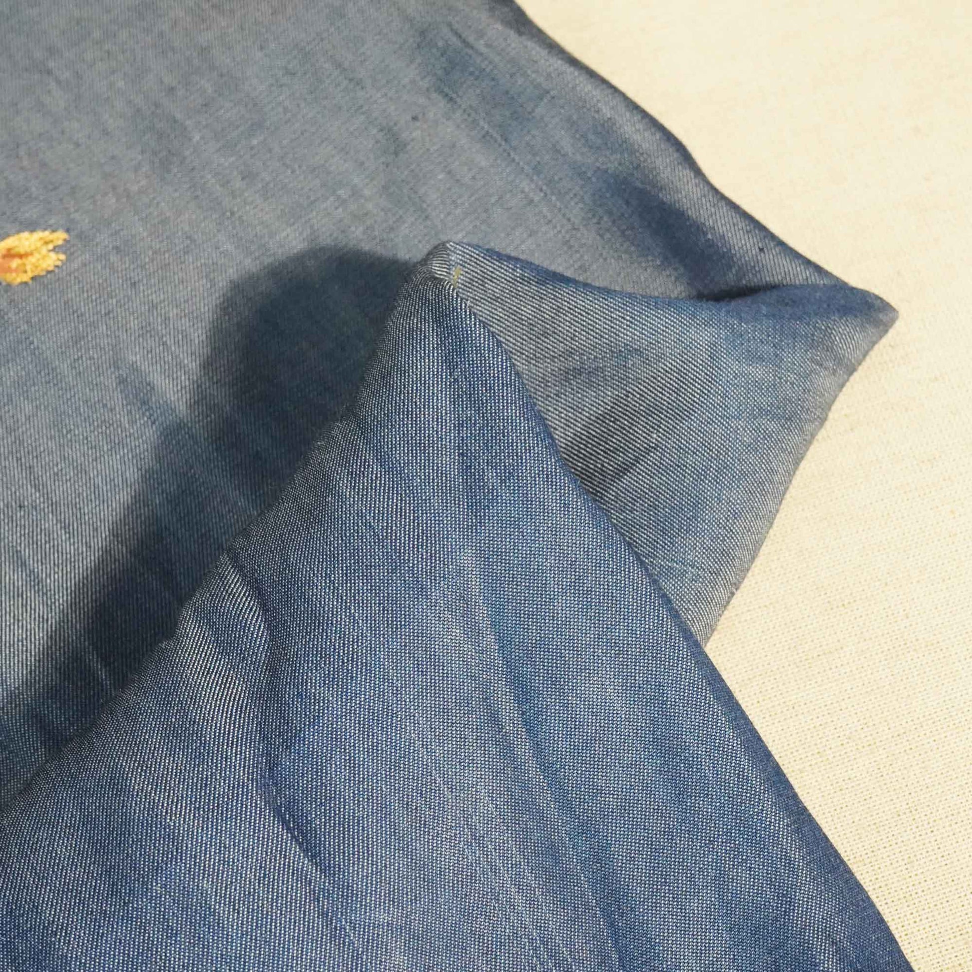 Blue Thread Embroidery Denim Fabric AF-25884