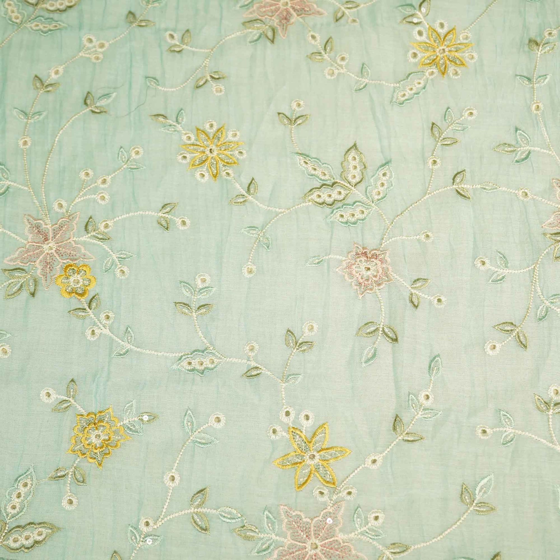 Hakoba Thread Emberoidery Mulmul Chanderi Fabric TA-25890