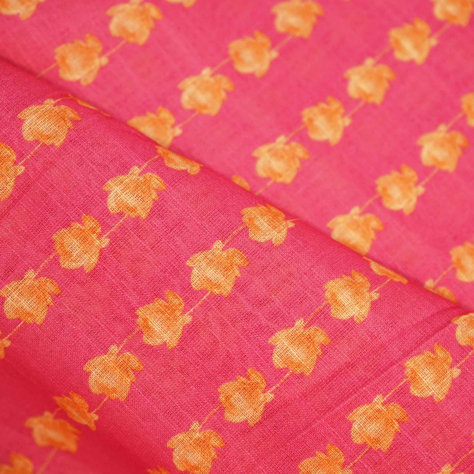 Pink Floral Print Linen Fabric MTF-25892