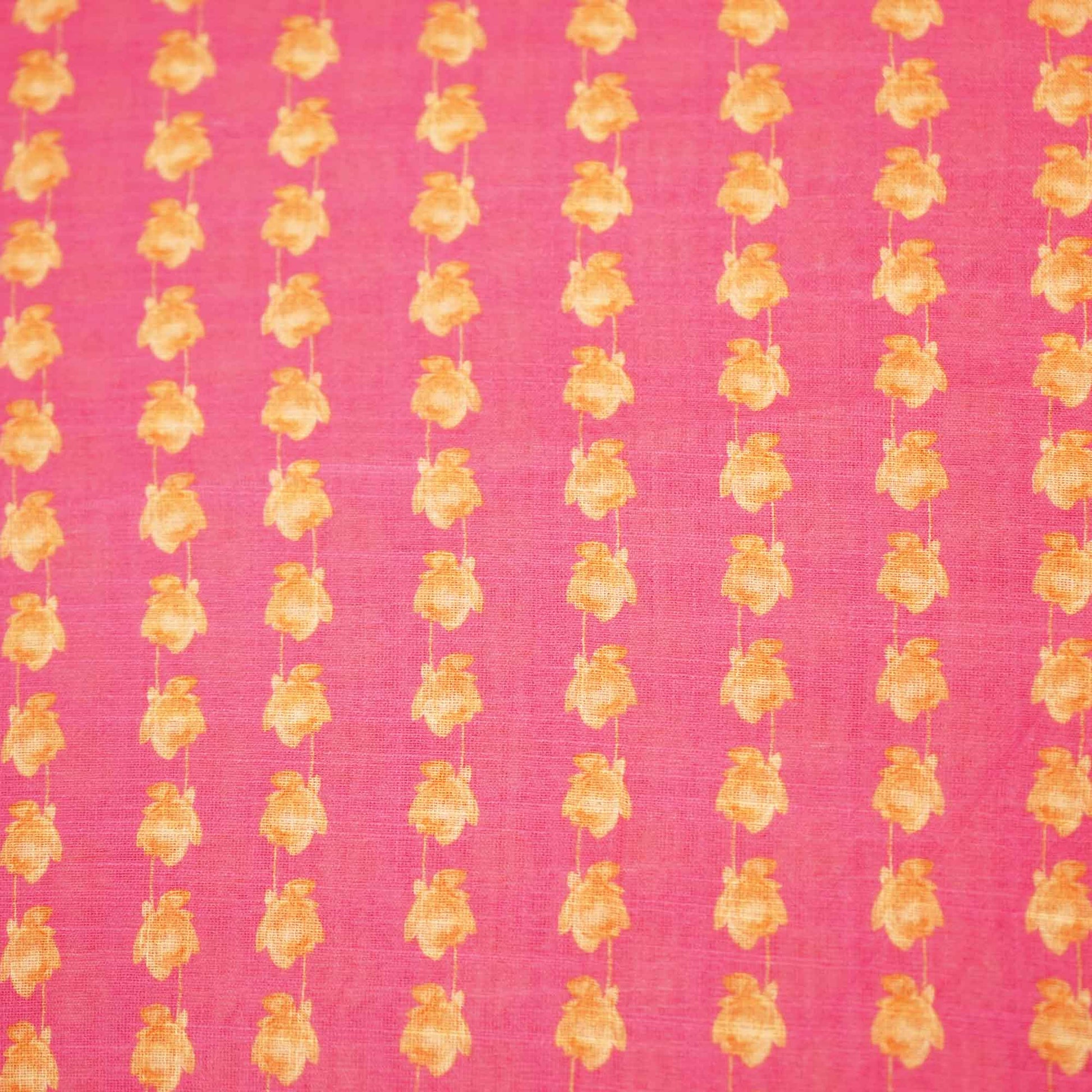 Pink Floral Print Linen Fabric MTF-25892