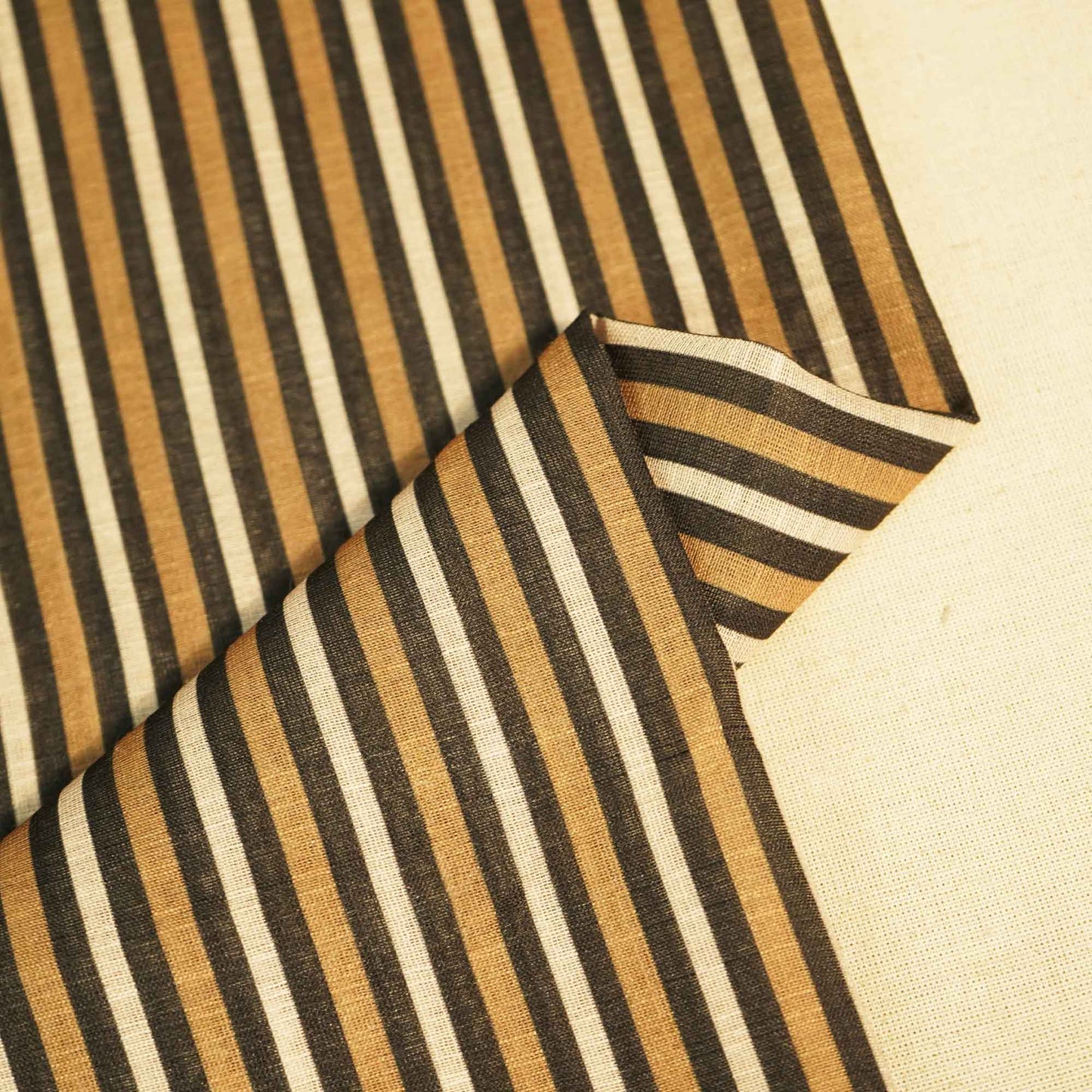 Brown Stripes Print Linen Fabric MTF-25894