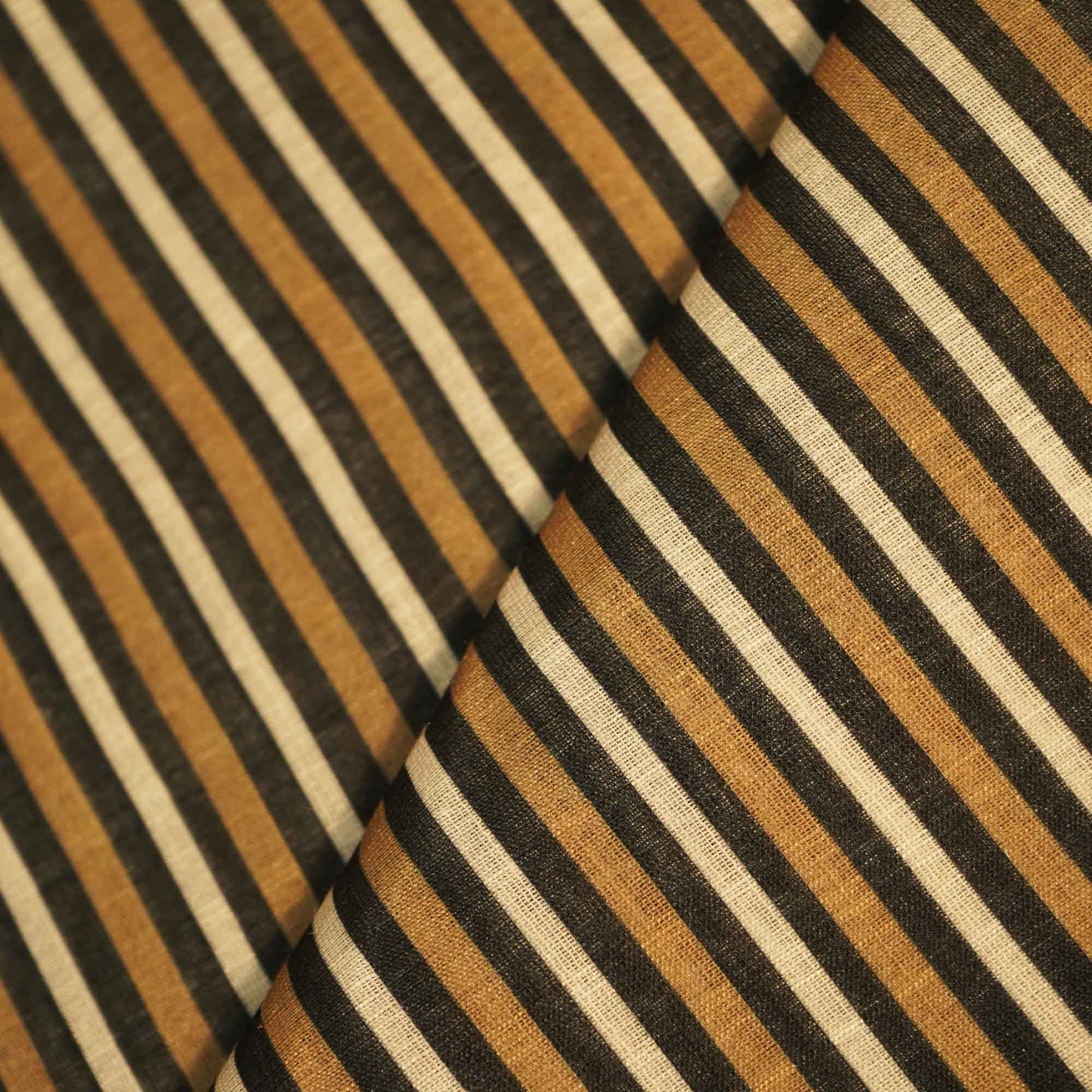 Brown Stripes Print Linen Fabric MTF-25894