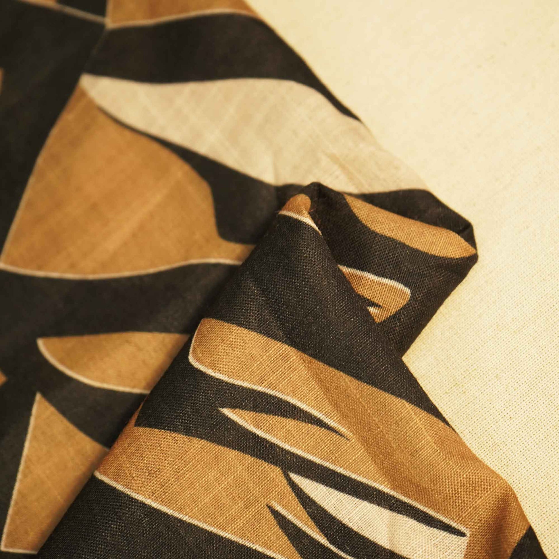 Brown Abstract Print Linen Fabric MTF-25895