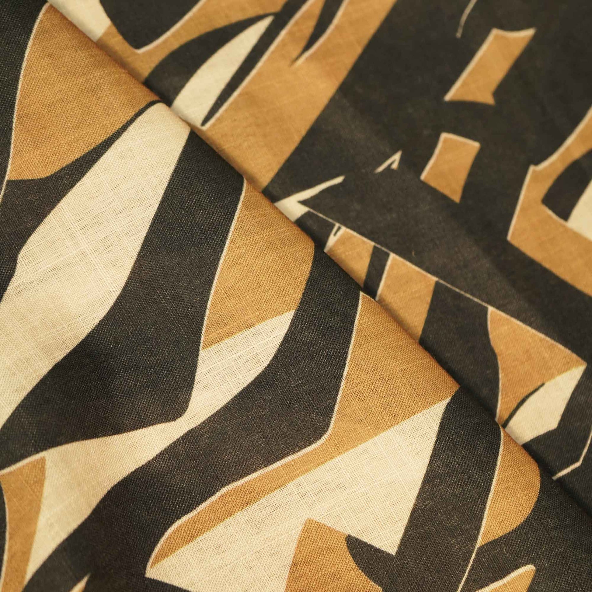 Brown Abstract Print Linen Fabric MTF-25895