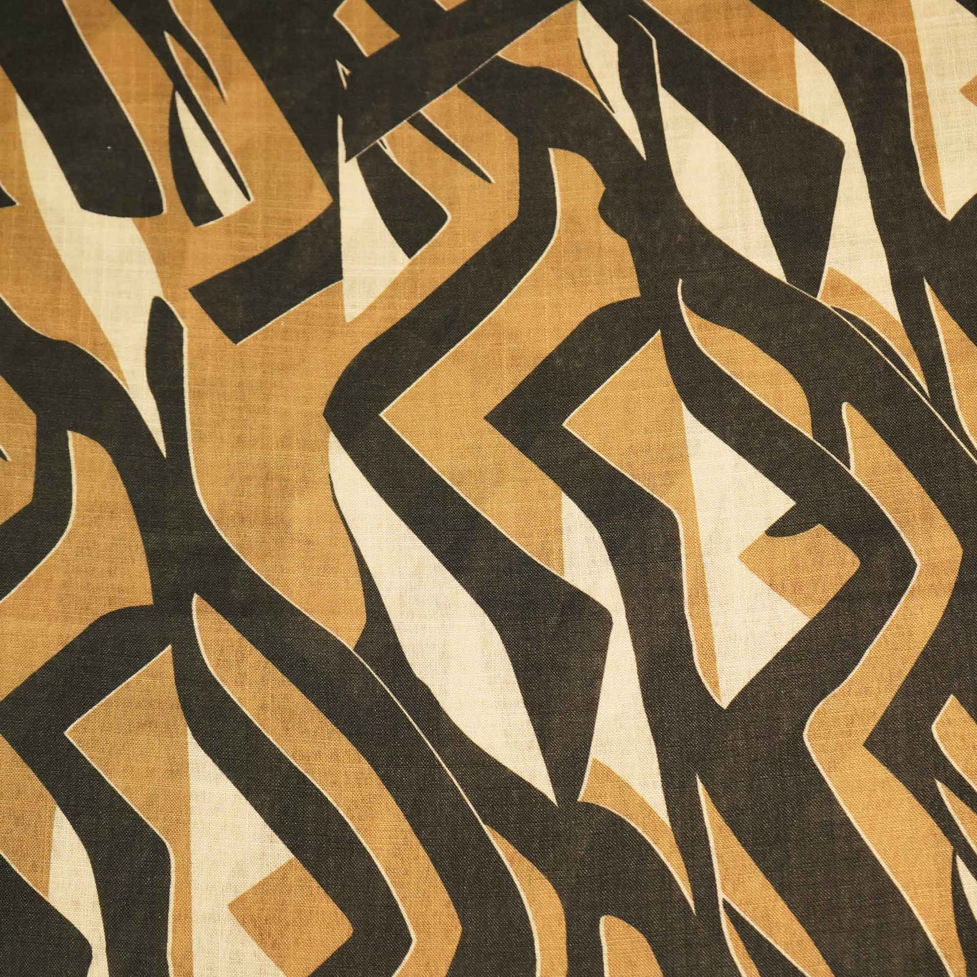 Brown Abstract Print Linen Fabric MTF-25895