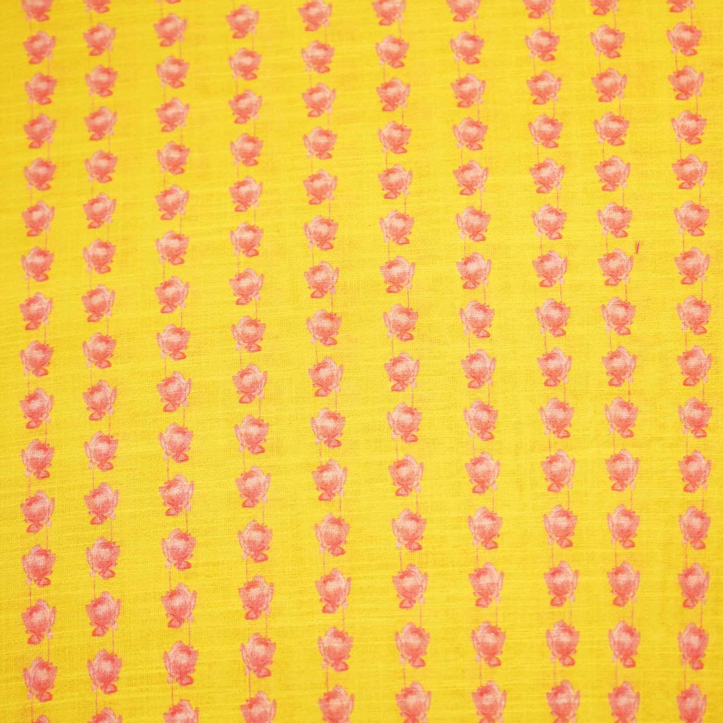 Yellow Floral Print Linen Fabric MTF-25896
