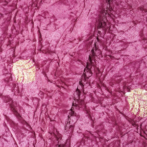Pink Floral Cutdana Crushed Velvet Fabric SC-28259 - TradeUNO