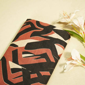 Brown and Black Abstract Print Linen Fabric MTF-25900