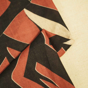 Brown and Black Abstract Print Linen Fabric MTF-25900