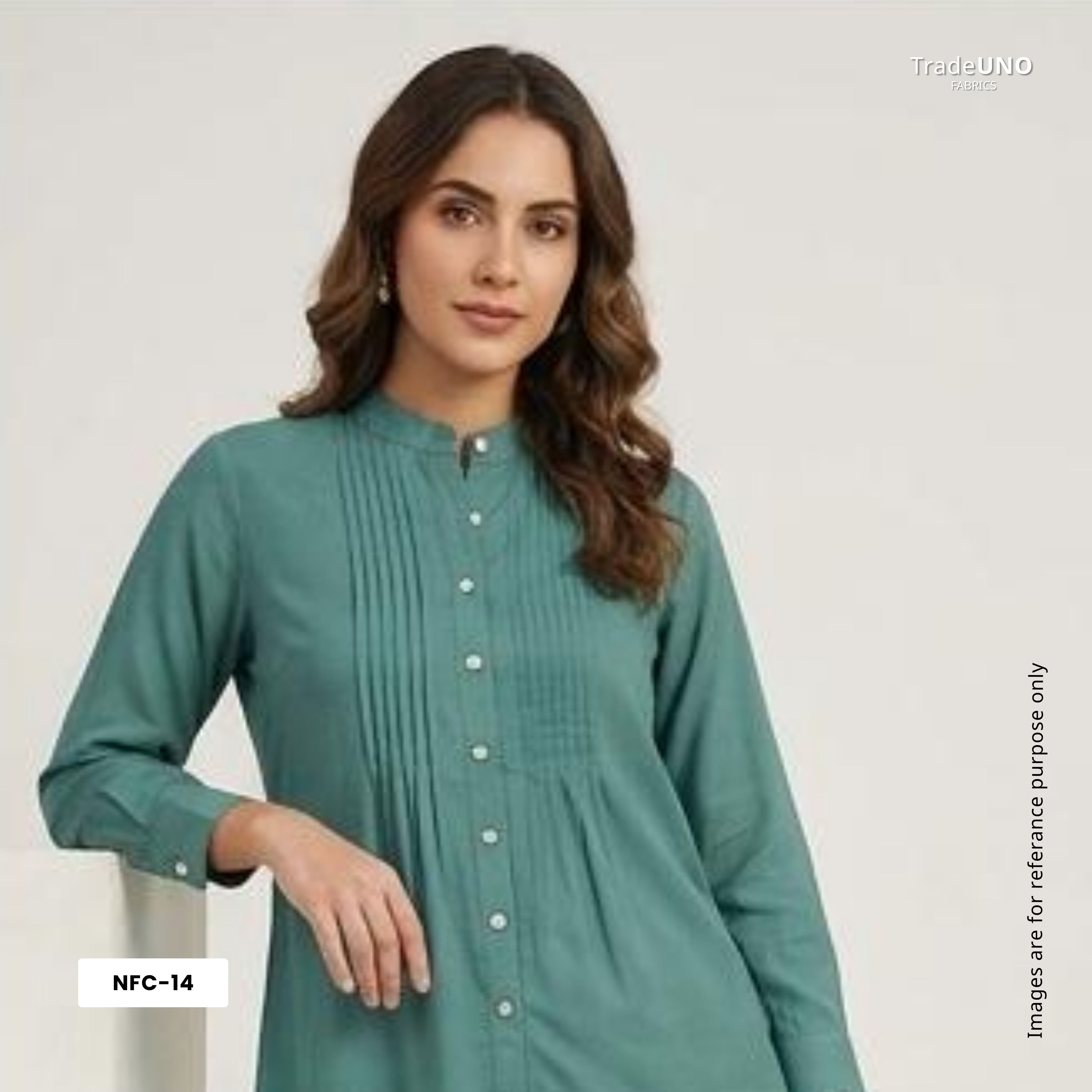 Sea Green Solid Chinon Fabric NFC-14 - TradeUNO