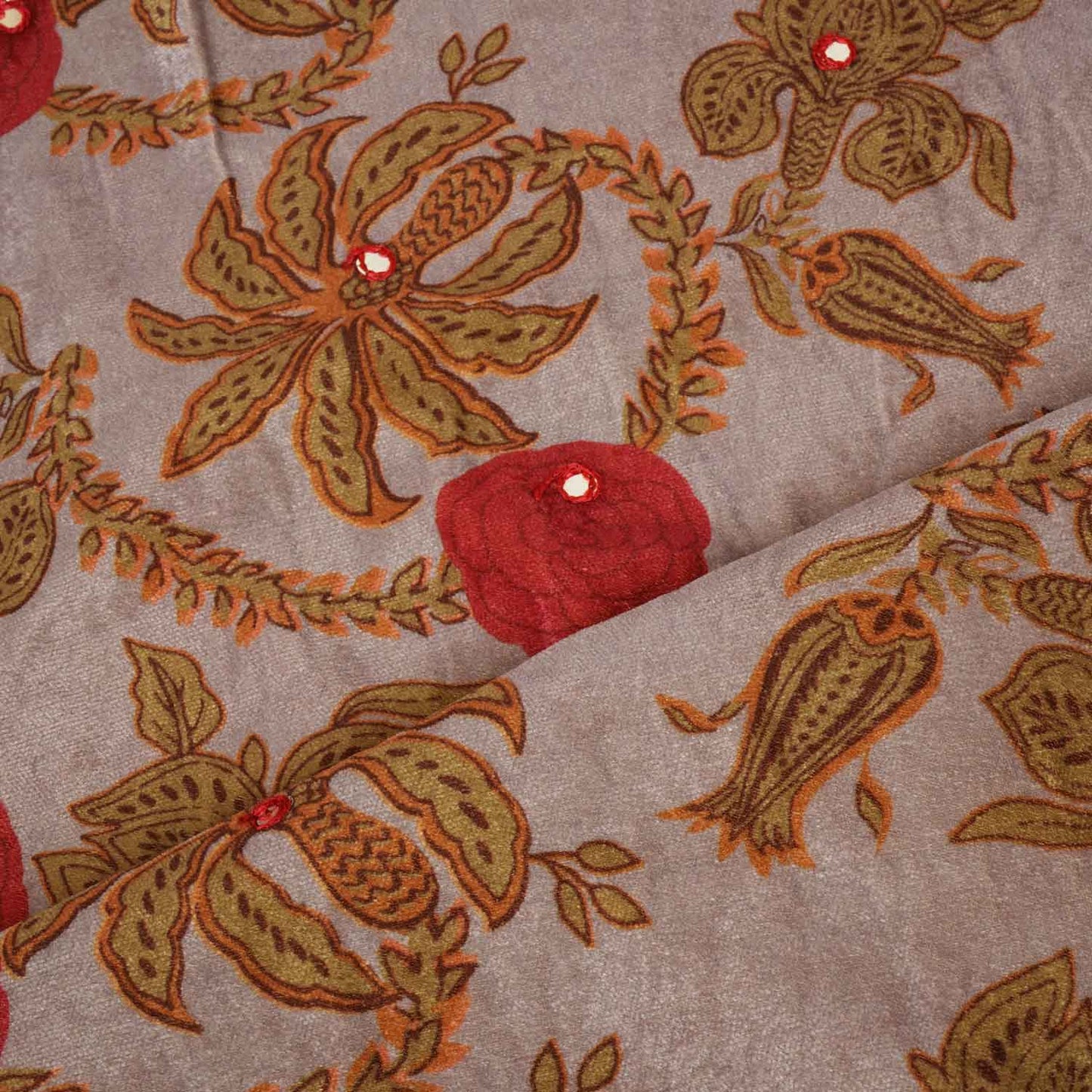 Lavender Floral Mirror Work Micro Velvet 9000 Fabric MT-28261