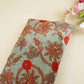 Sea Green Floral Mirror Work Micro Velvet 9000 Fabric MT-28262