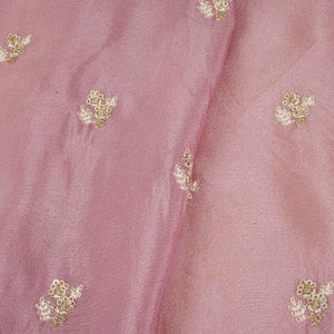 Pink Zari Sequins Embroidery Chinnon Fabric RA-28263 - TradeUNO