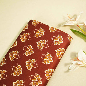 Brown Floral Print Modal Satin Fabric MTF-26493