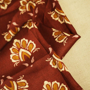 Brown Floral Print Modal Satin Fabric MTF-26493