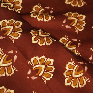Brown Floral Print Modal Satin Fabric MTF-26493