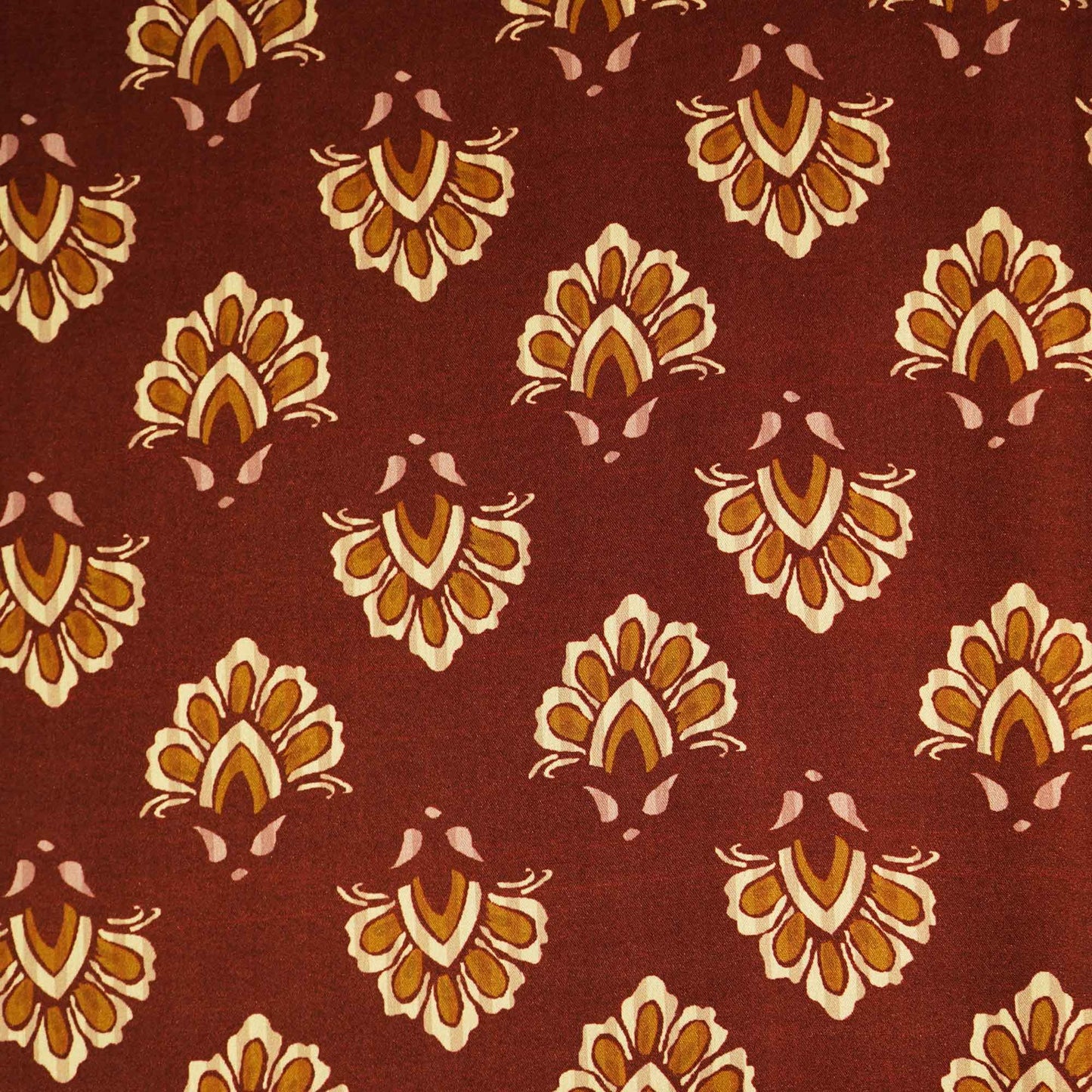 Brown Floral Print Modal Satin Fabric MTF-26493