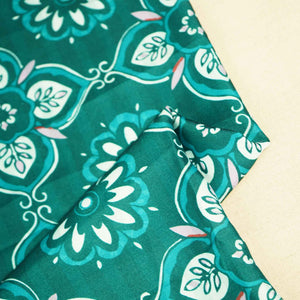 Green Floral Print Modal Satin Fabric MTF-26494