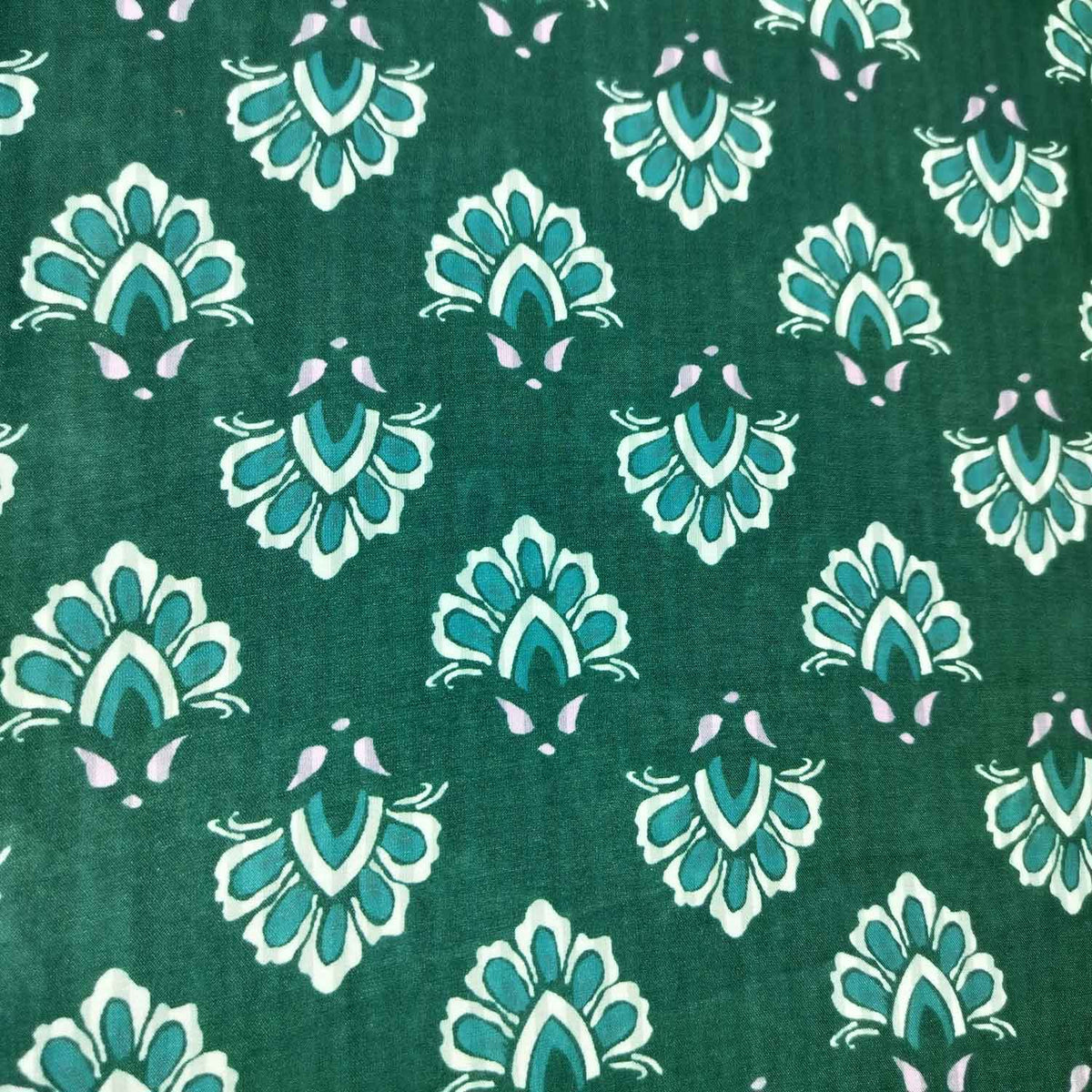 Green Floral Print Modal Satin Fabric MTF-26495